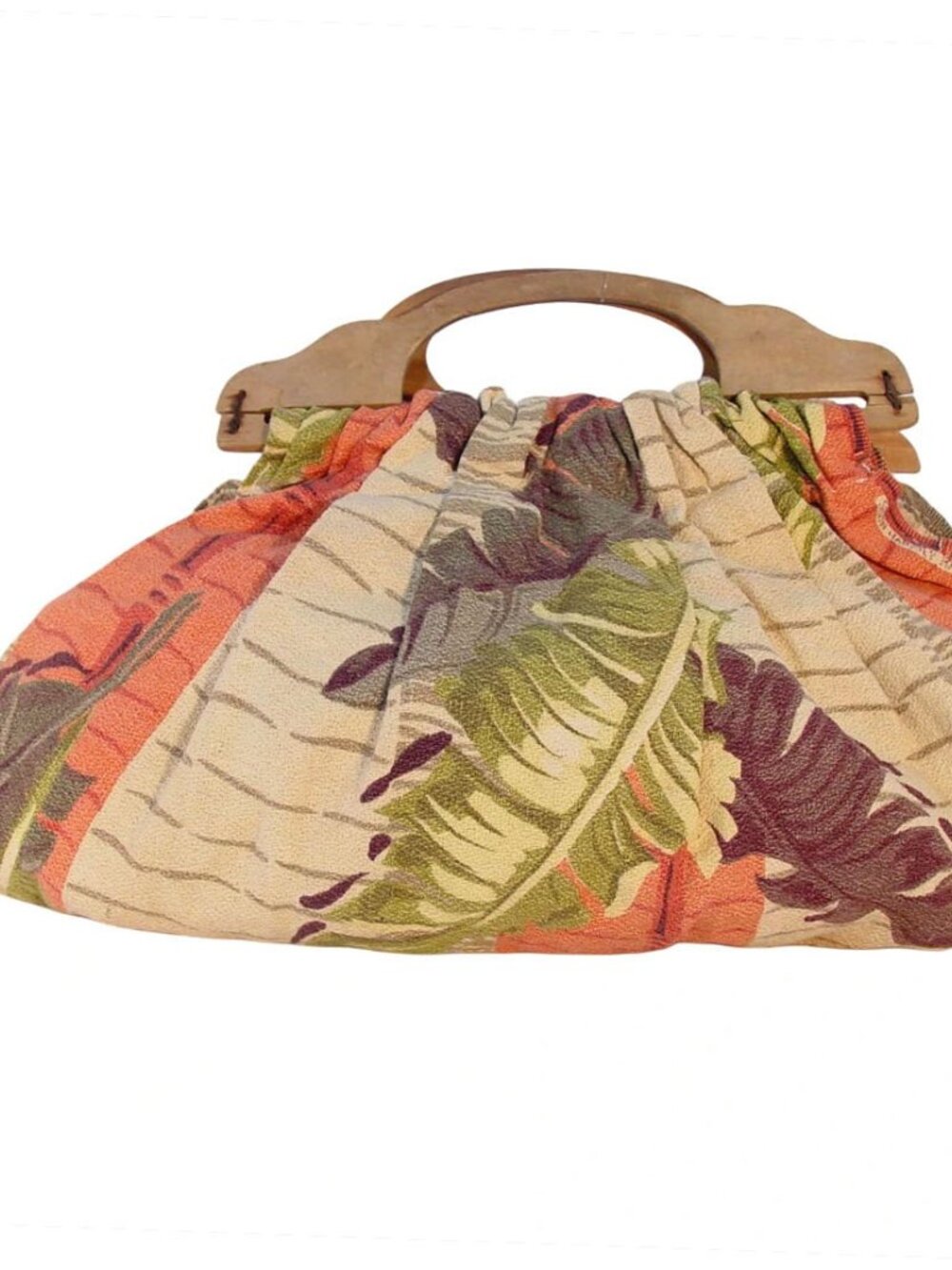 SAISON HAPPILY MARRIED FABRIC Vintage Handmade 40's/50's Barkcloth Satchel Bag - Picture 4 of 12